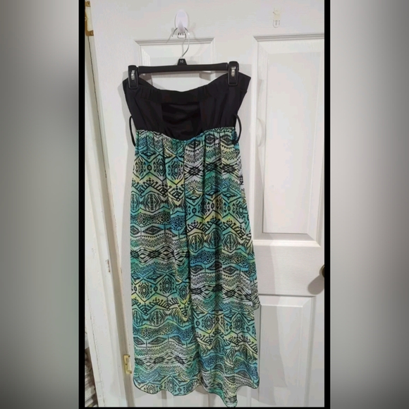 Sexy Black 🖤 & 💚Sea Green Cocktail Dress Hi-Low Strapless Size M Rue 21 NWT - Picture 2 of 13
